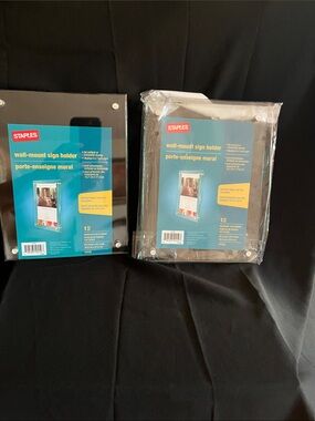 NWOT  2 Clear Acrylic Wall-Mount Sign Holders